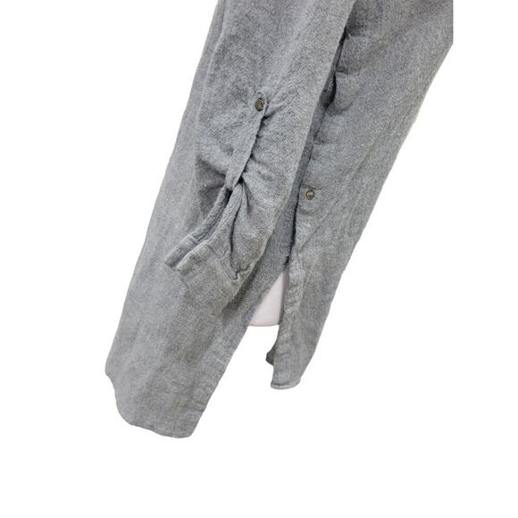 ZARA Gray Linen Tunic Top Button Down Long Sleeve Shirt Lagenlook Boho - Picture 8 of 10